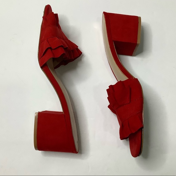 Jessica Simpson Red Ruffle Slide Sandals - Picture 3 of 12